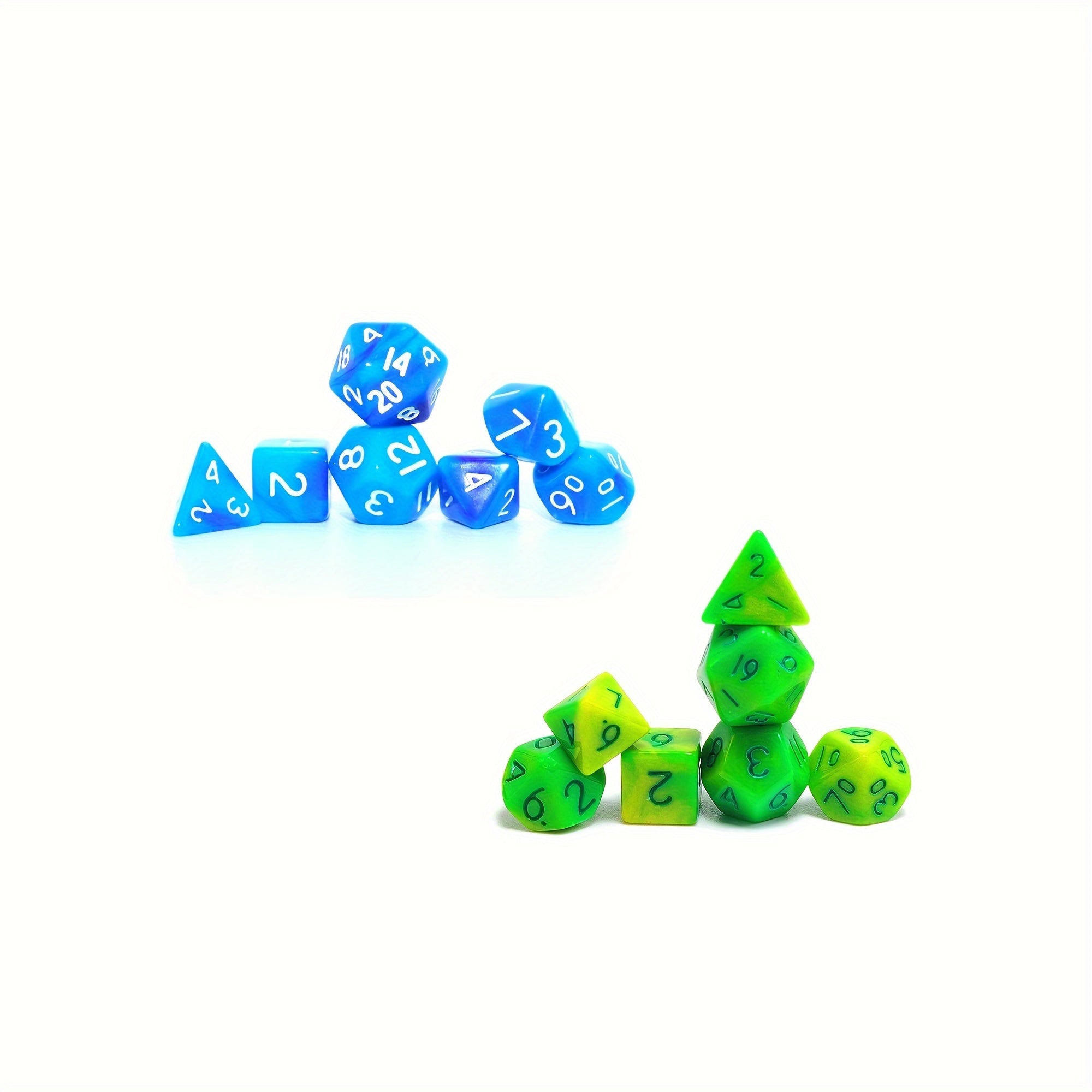 Mini Polyhedral Dice Set Light Green & Green Set & Light & Dark Set