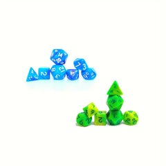 Mini Polyhedral Dice Set Light Green & Green Set & Light & Dark Set