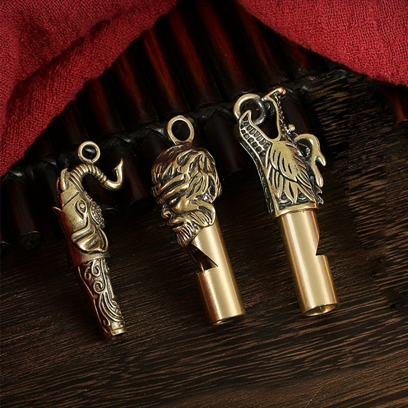 Brass Whistle Dragon Monkey Elephant Design Outdoor Survival Emergency