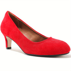 Women's Comfy Round Toe Slip On Pumps Low Heel Shoes