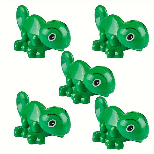 5pcs Small Particle Building Blocks Chameleon Lizard Climbing Pet Scene