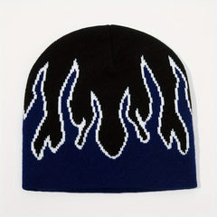 Flame Jacquard Hip Hop Unisex Knit Hats Elastic Skull Cap