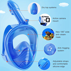 Full Face Snorkel Mask with Camera Mount Anti Fog Anti Leak