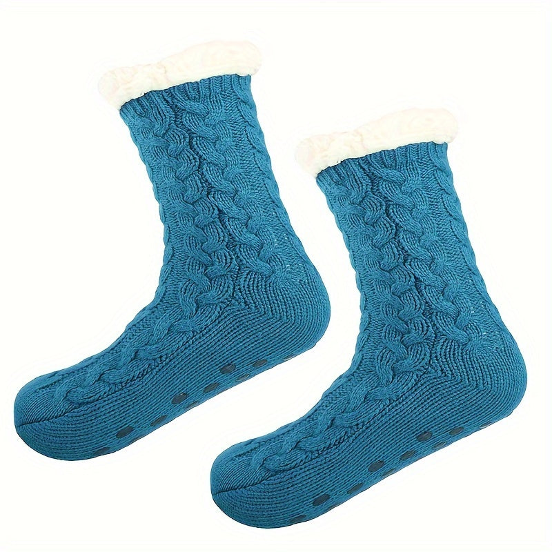 Plush Lined Knitted Socks Women's Stockings