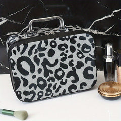 Leopard Print Makeup Train Case Large Capacity Organizer Bag