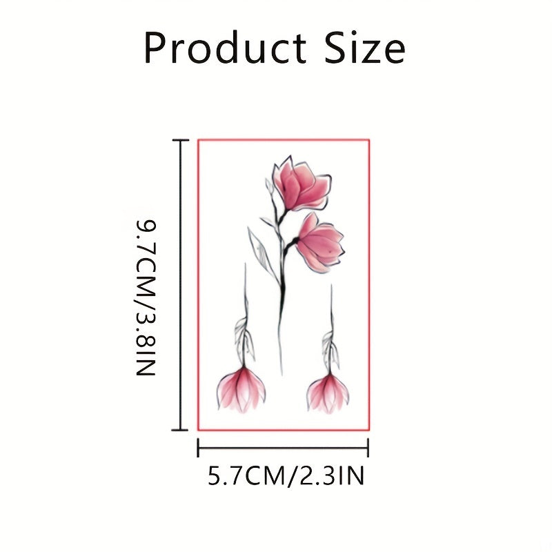 30 Sheets Flowers Temporary Tattoos For Women Waterproof Body Art Stickers