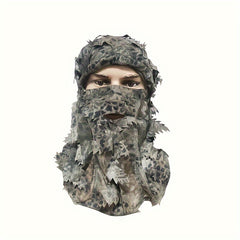 Ghillie Camo Leafy Hat 3D Face Mask for Outdoor Game