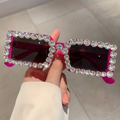 Y2K Rhinestone Rectangle Sunglasses UV400 Sun Shades