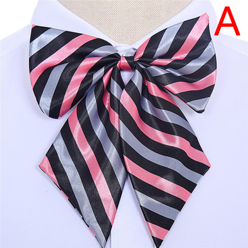 Striped Bow Tie for Women Silk Christmas Party Gift