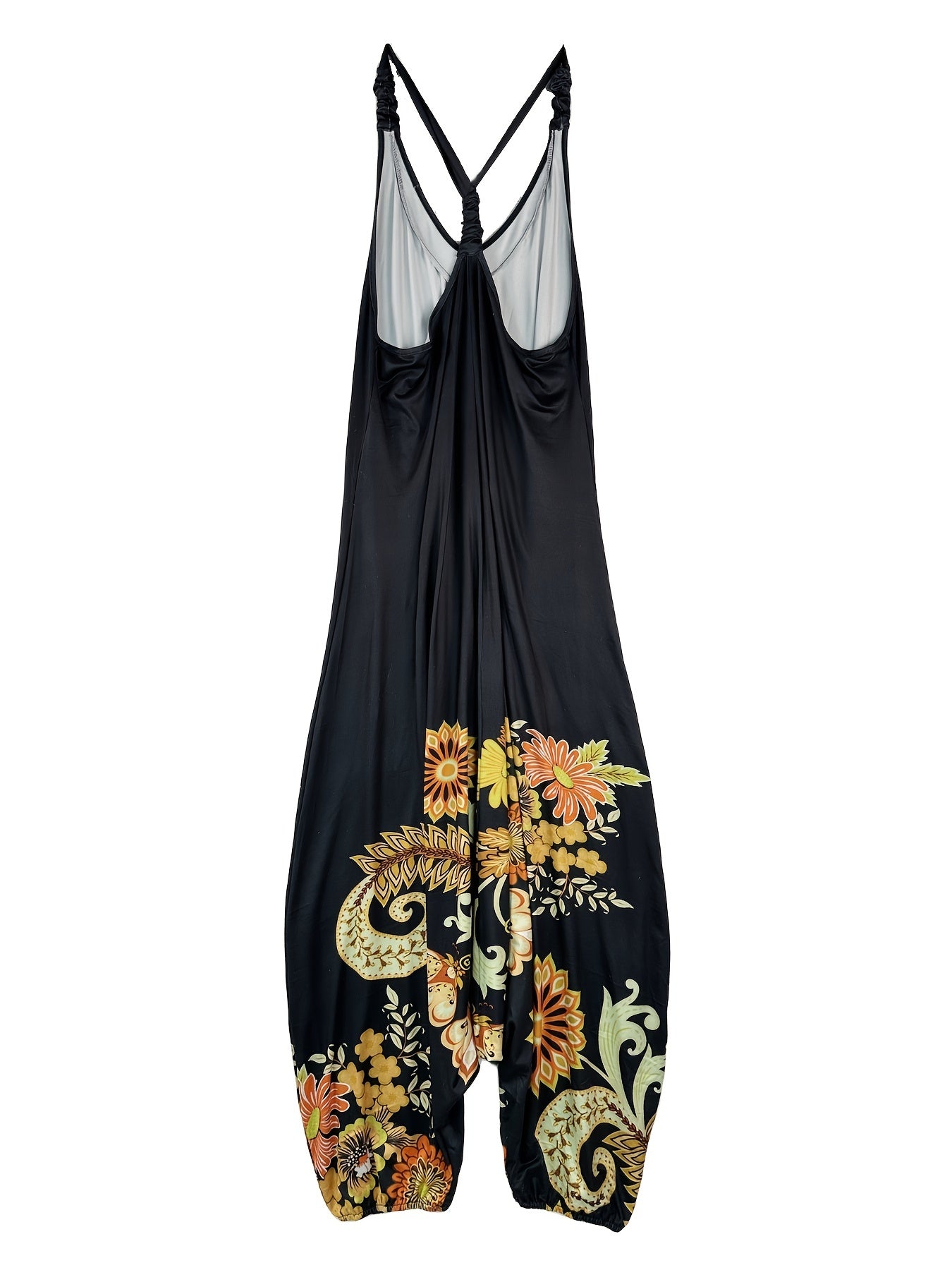 Floral Print V Neck Harem Jumpsuit for Women