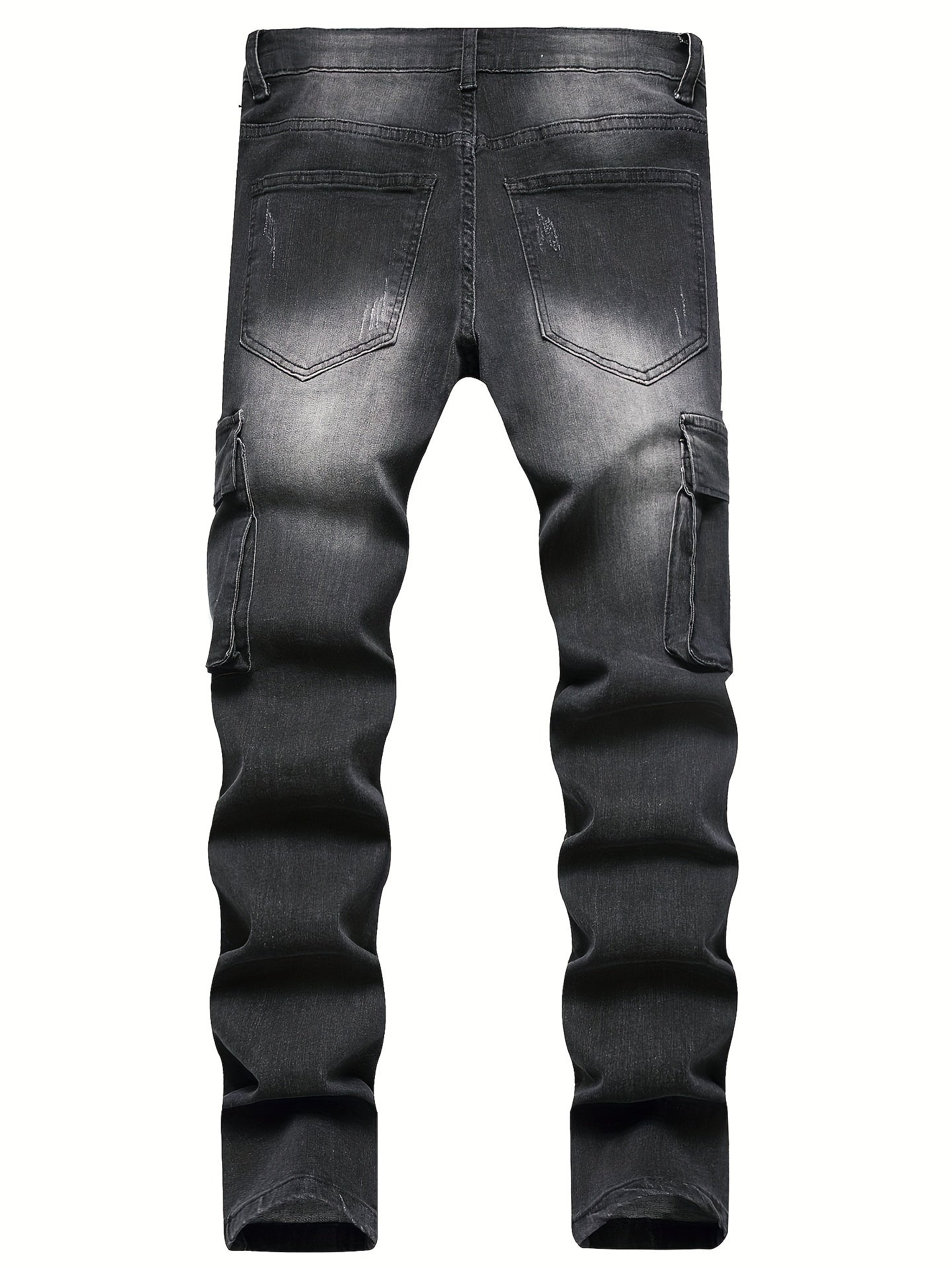 Men's Slim Fit Biker Jeans Stretch Cargo Denim Pants