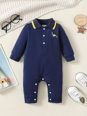 Baby Boys Long Sleeve Polo Shirt Romper Cotton Jumpsuit