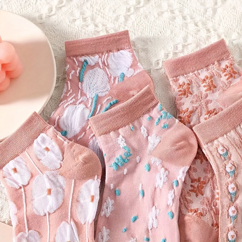 5 Pairs Flower Low Cut Socks Girls Boys Accessories