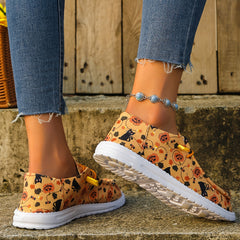 Colorful Skull Ghost Print Low Top Sneakers for Halloween