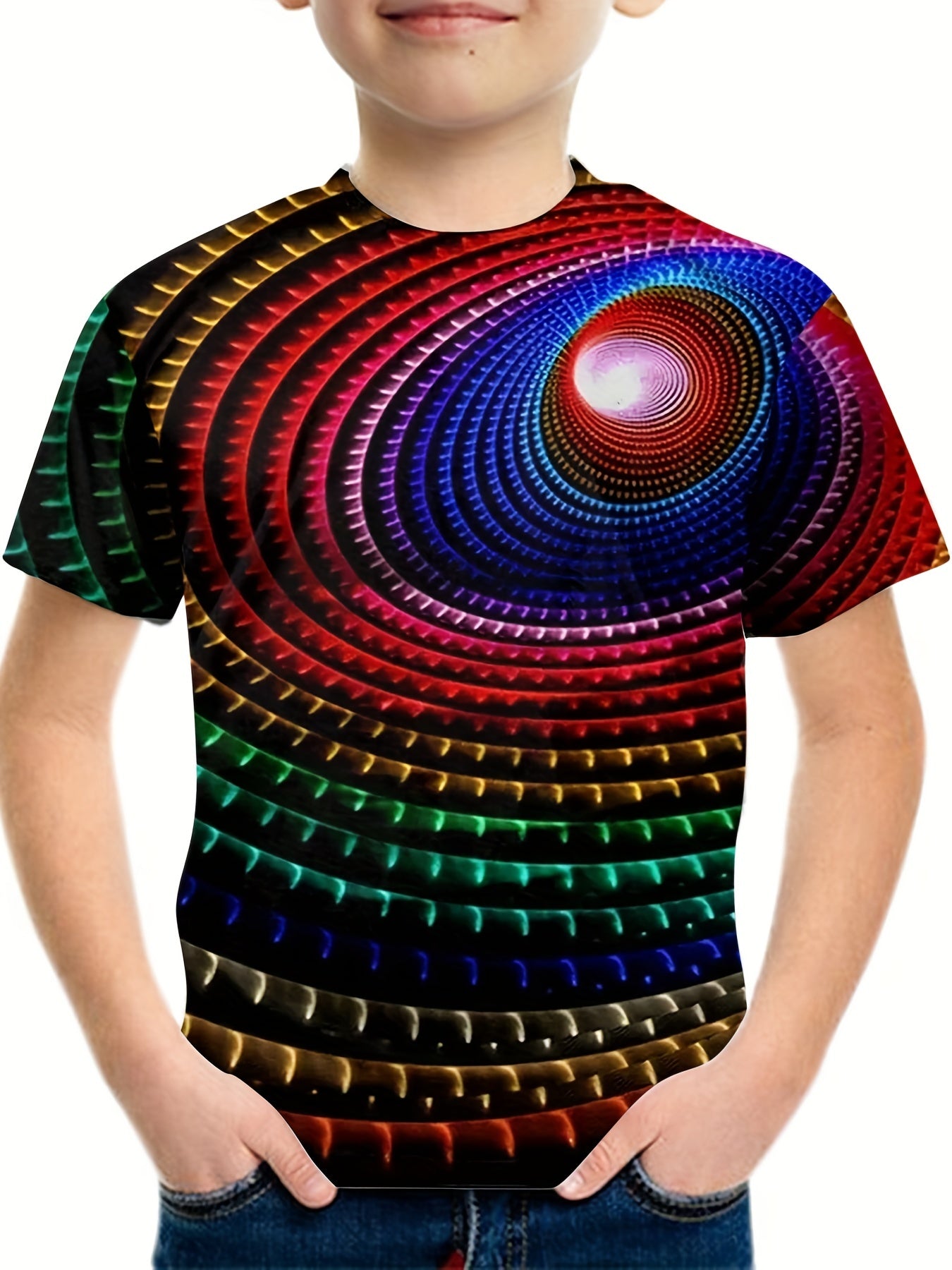 Boy's Gradient Circle Graphic Tee for Summer Fun