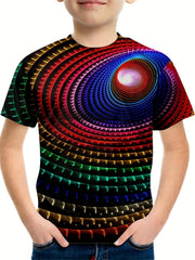 Boy's Gradient Circle Graphic Tee for Summer Fun