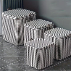 2pcs Houndstooth Storage Bag Large Capacity for Clothes Books Toys