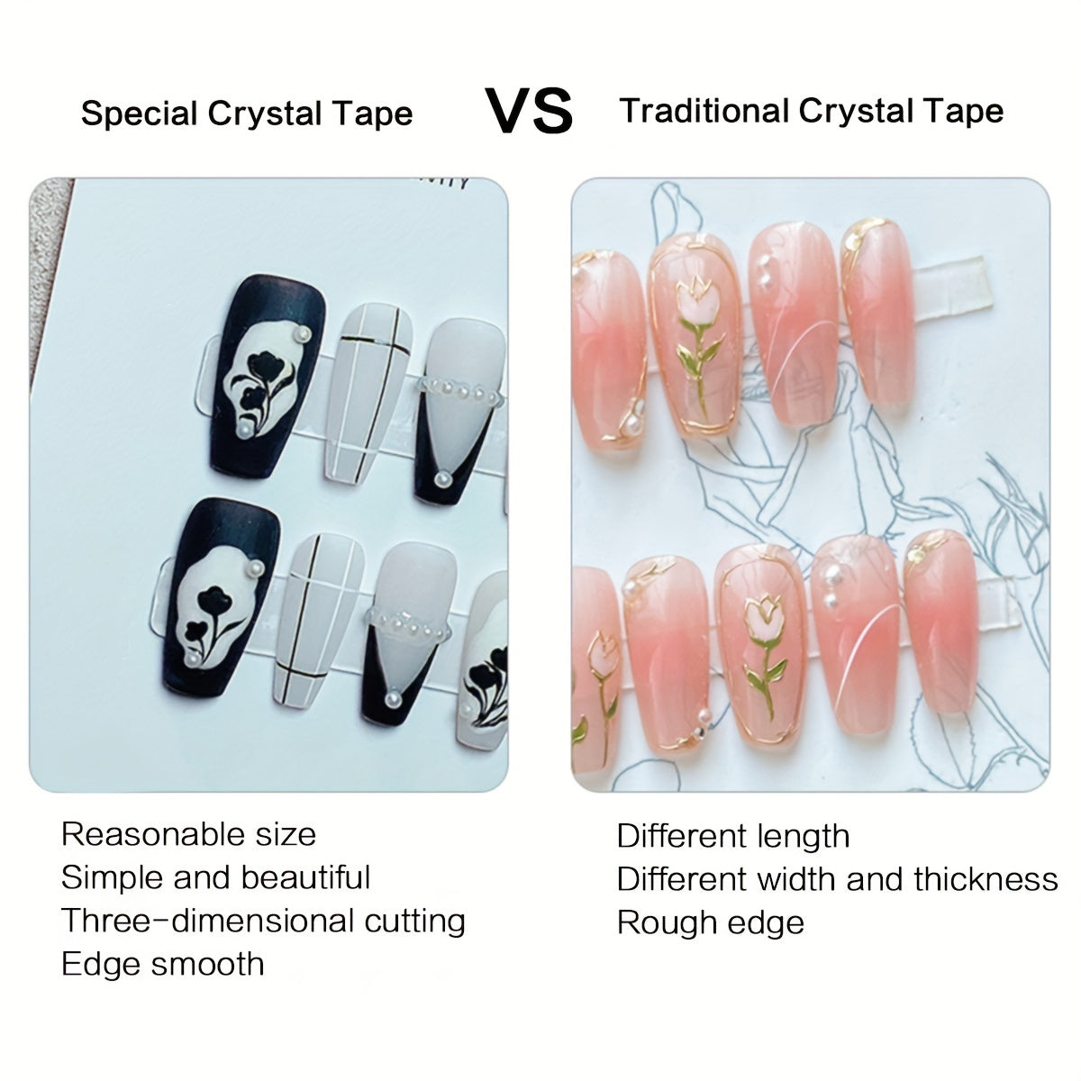Double Sided Adhesive Nail Stickers Tape - 24 Stickers Set