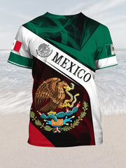 Mexican Eagle Snake Print Men's Graphic T-shirt Casual Tee