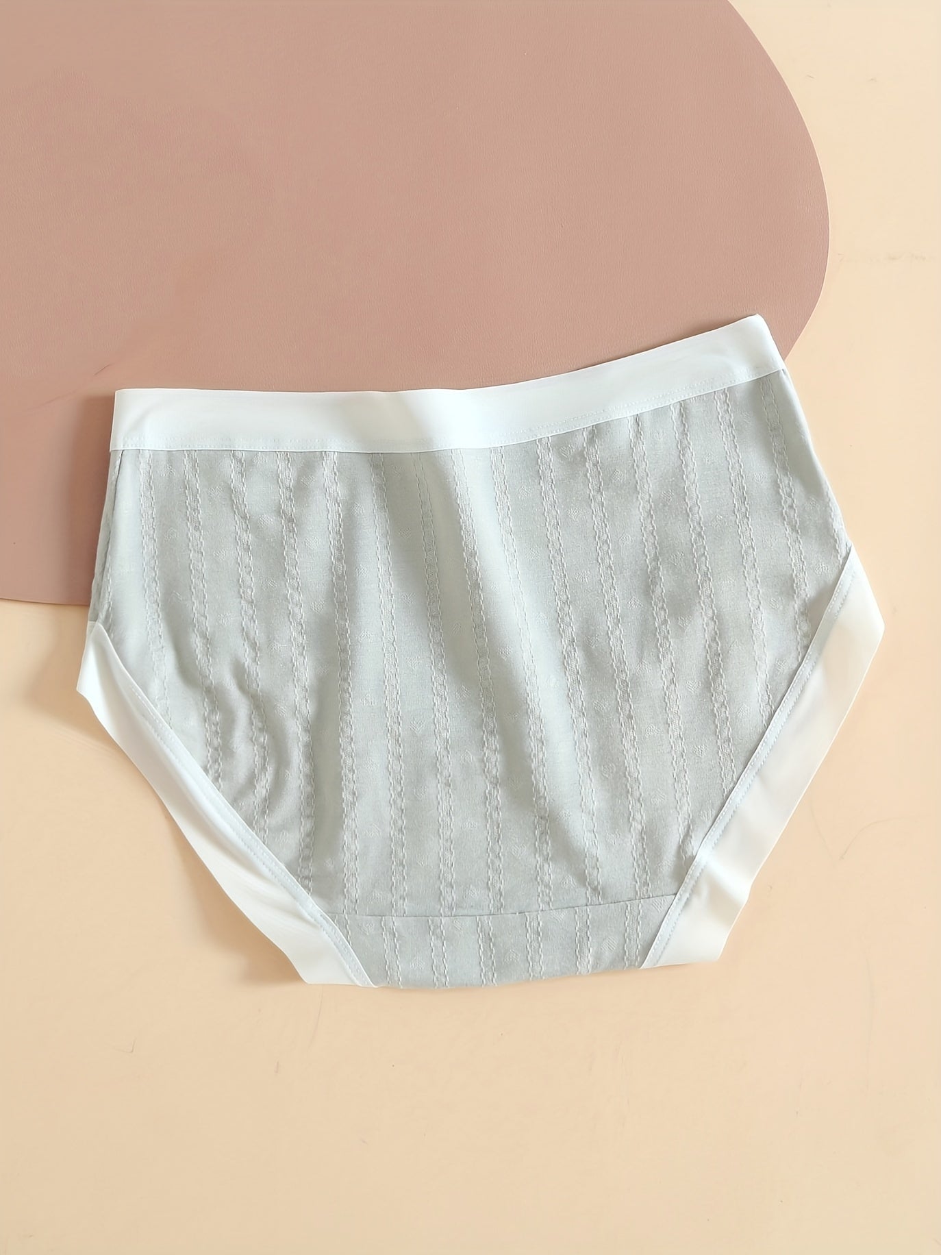 5pcs Colorblock Textured Briefs Soft Intimates Panties Women's Lingerie