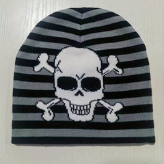 Y2K Skull Jacquard Beanie Hip Hop Knitted Hat Unisex Warm Lightweight Ski Hats