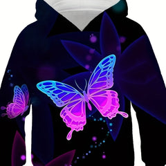 Butterfly 3D Print Hoodie Kids Hip Hop Street Sports Casual Tops