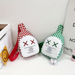 Plaid Kids Crossbody Bag Coin Purse Letter Chest Bag