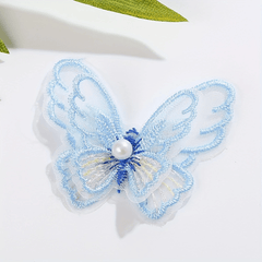 4pcs Double Layer Pearl Embroidery Lace Butterfly Appliqu DIY Hair Accessories