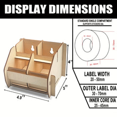 Sticker Roll Holder 2 Roll Label Organizer Dispenser Rack Adjustable Divider