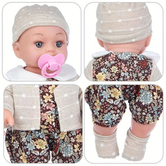 12 Lifelike Reborn Baby Doll with Floral Outfit and Knitted Hat