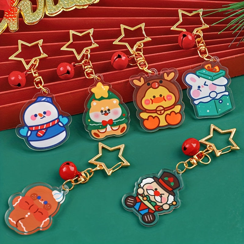 Cartoon Christmas Bell Keychain Bag Backpack DIY Decoration Pendant