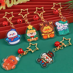 Cartoon Christmas Bell Keychain Bag Backpack DIY Decoration Pendant