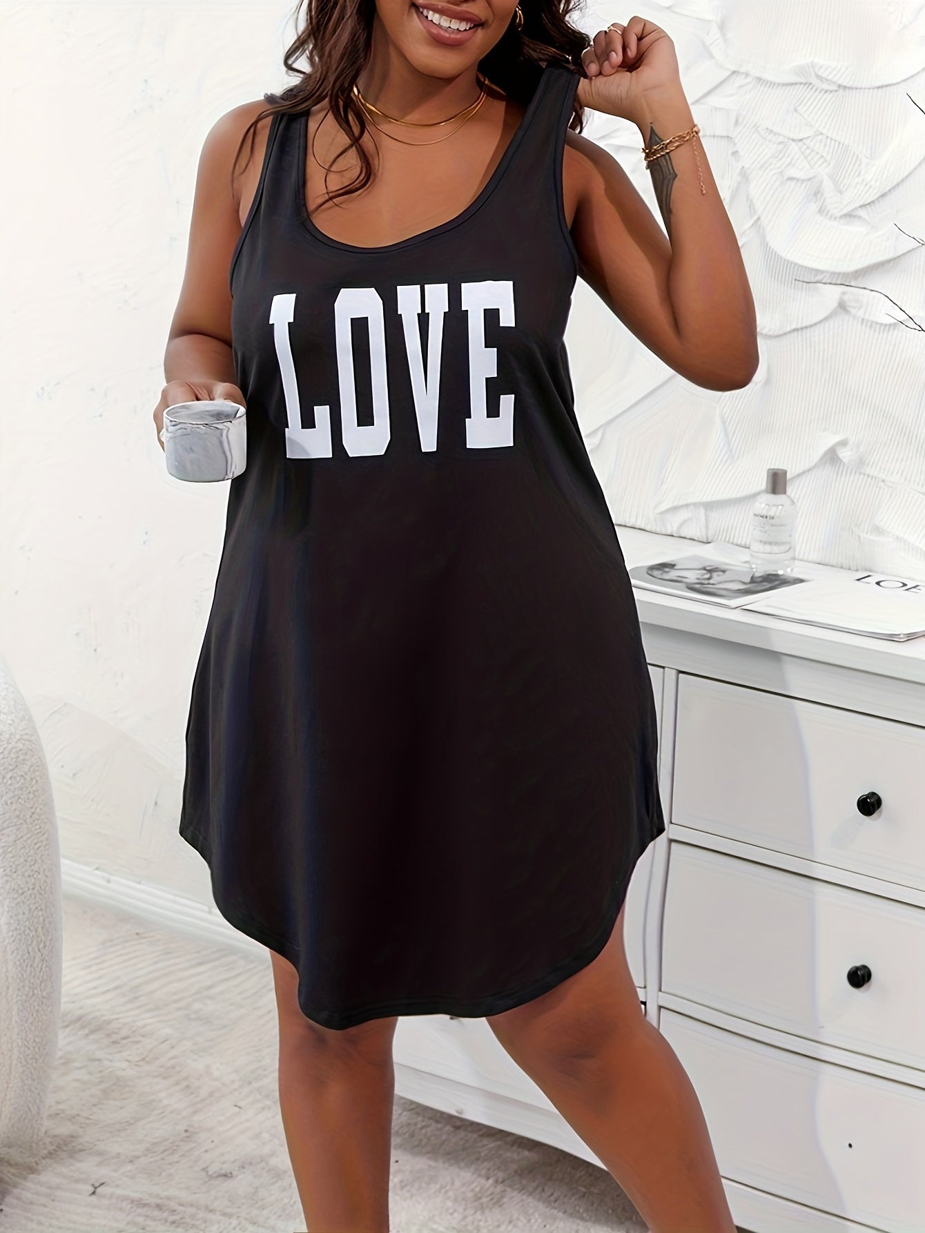Casual Crew Neck Tank NightDress for Women