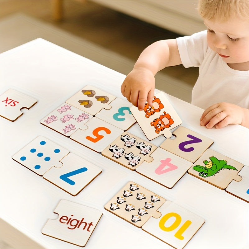 Wooden Number Matching Puzzle Early Learning Toy for Toddlers