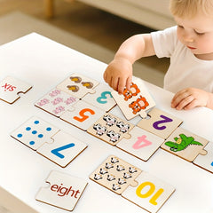 Wooden Number Matching Puzzle Early Learning Toy for Toddlers