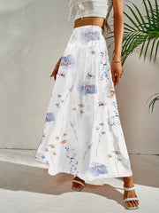 Floral Print Maxi Skirt Elastic Waist Women's Clothing