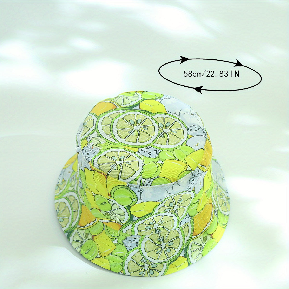 Yellow Lemon Print Reversible Bucket Hat for Women