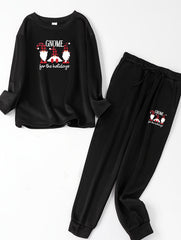 Christmas Lounge Set Plaid Gnomes Fleece Top & Joggers Pajamas
