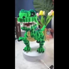 Green Dinosaur Building Blocks 3D Puzzle with Realistic Feathers & Teeth