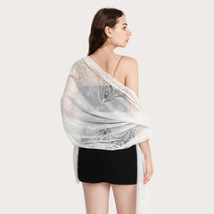 Women's Lace Ripple Long Scarf Lightweight Shawl Solid Fringe Tassels
