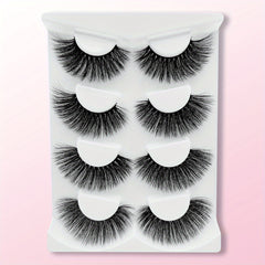 4 Pairs 3D Thick Mink False Eyelashes Natural Cross Messy Volume Lashes