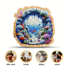 80pcs Seaword Wooden Jigsaw Puzzle for Adults - Underwater Scene Marine Life
