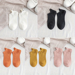 5 Pairs Cartoon Embroidery Low Cut Ankle Socks Women's Stockings