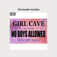Funny Girl Cave Sign Wall Decor Bar Daughter Pink No Boys Allowed Bedroom Door