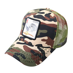 Unisex Sunshade Baseball Cap with Rooster Patch Embroidery