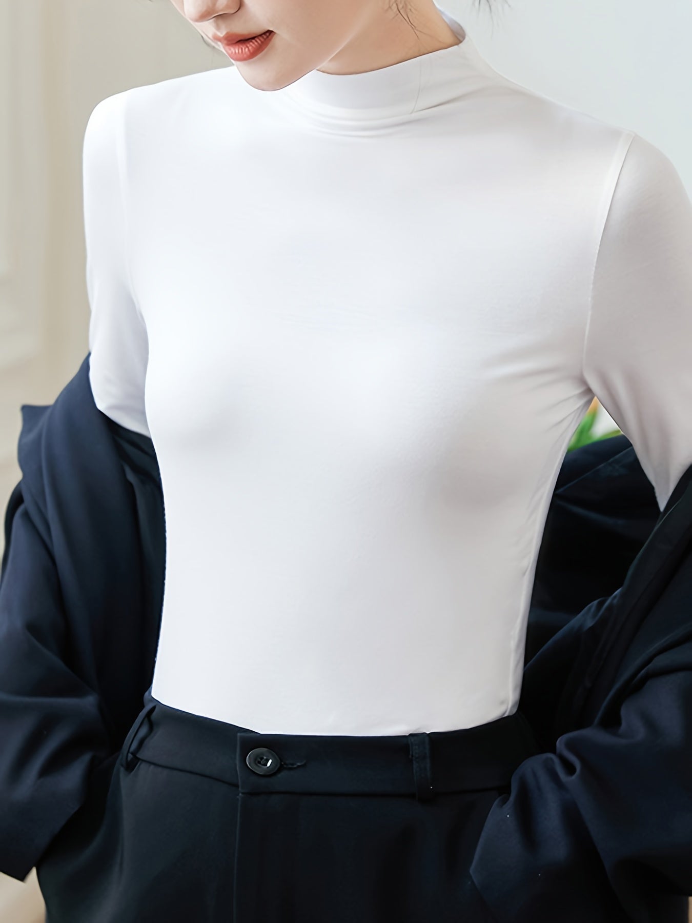 Women's Turtleneck Thermal Underwear Long Sleeve Slim Fit Top