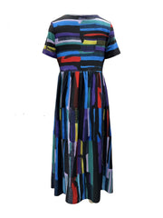 Button Decor Dress Short Sleeve Crew Neck Dress