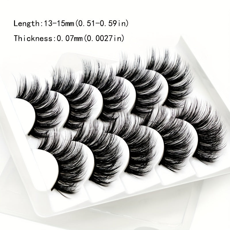 5 Pairs 3D Natural Curling False Eyelashes Reusable Soft Wispy Lashes