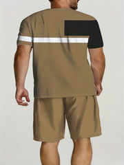 Men's Ombre 2Pcs Outfits Crew Neck T shirt & Drawstring Shorts Se