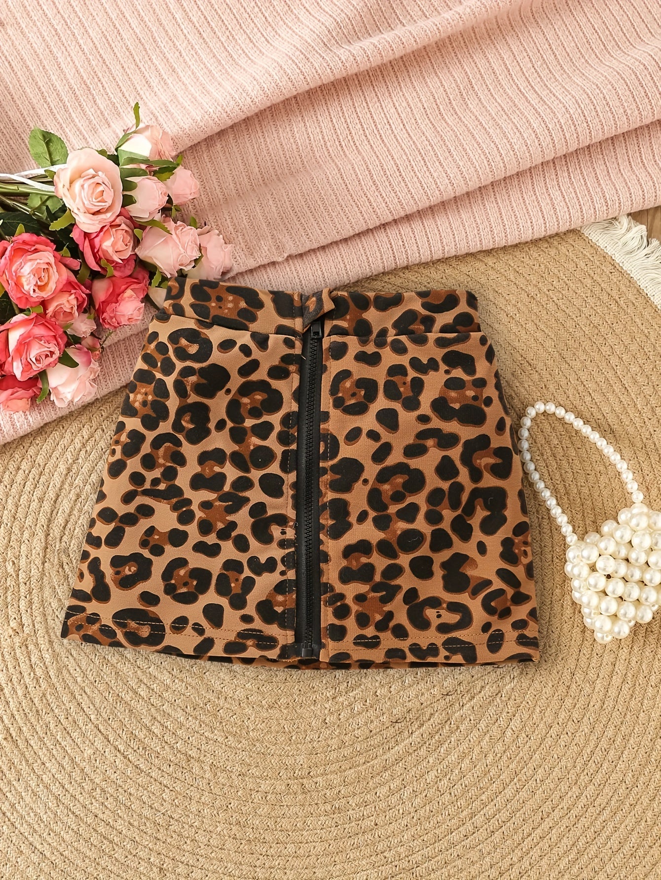Baby Girls Leopard Print Short Dress with Zipper